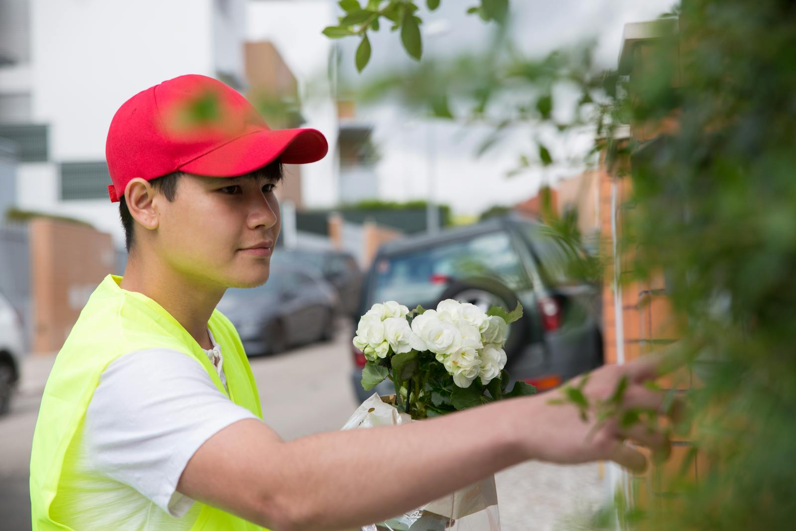 A Man Delivering Flower